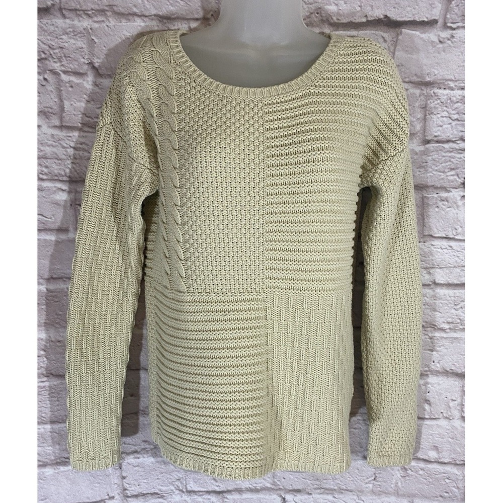 Sahalie Fisherman Pullover Sweater Medium Cotton Blend Cabincore Granola Coastal